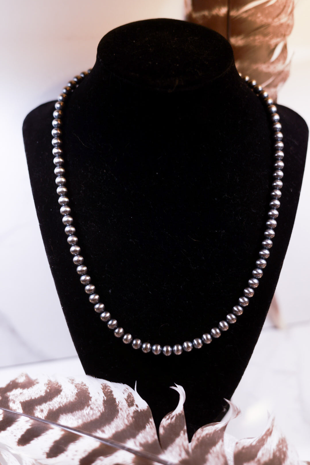 Navajo Pearl Necklace - 6MM 20” - Smokin' Blues Turquoise