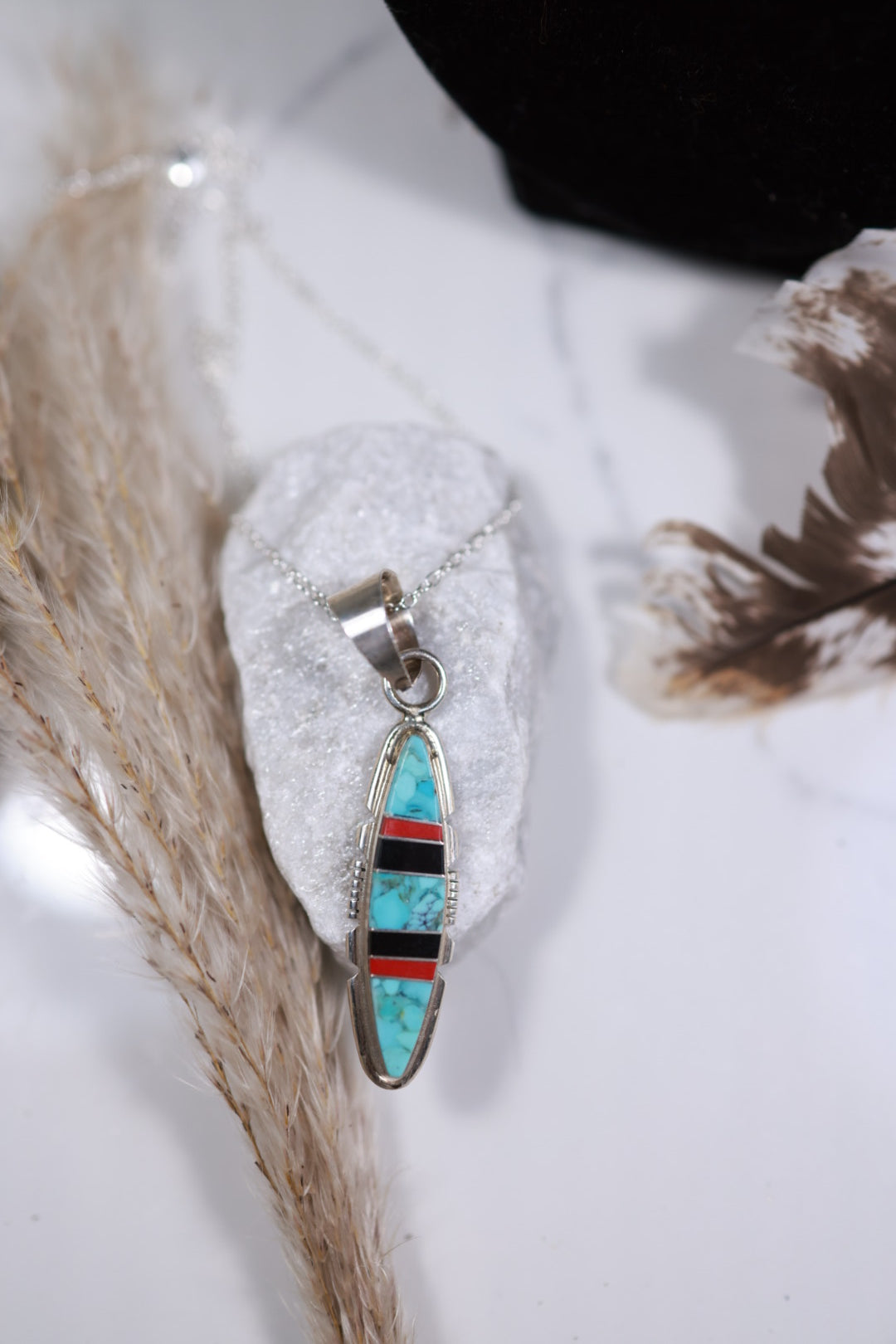 Turquoise Inlay Pendant - Smokin' Blues Turquoise