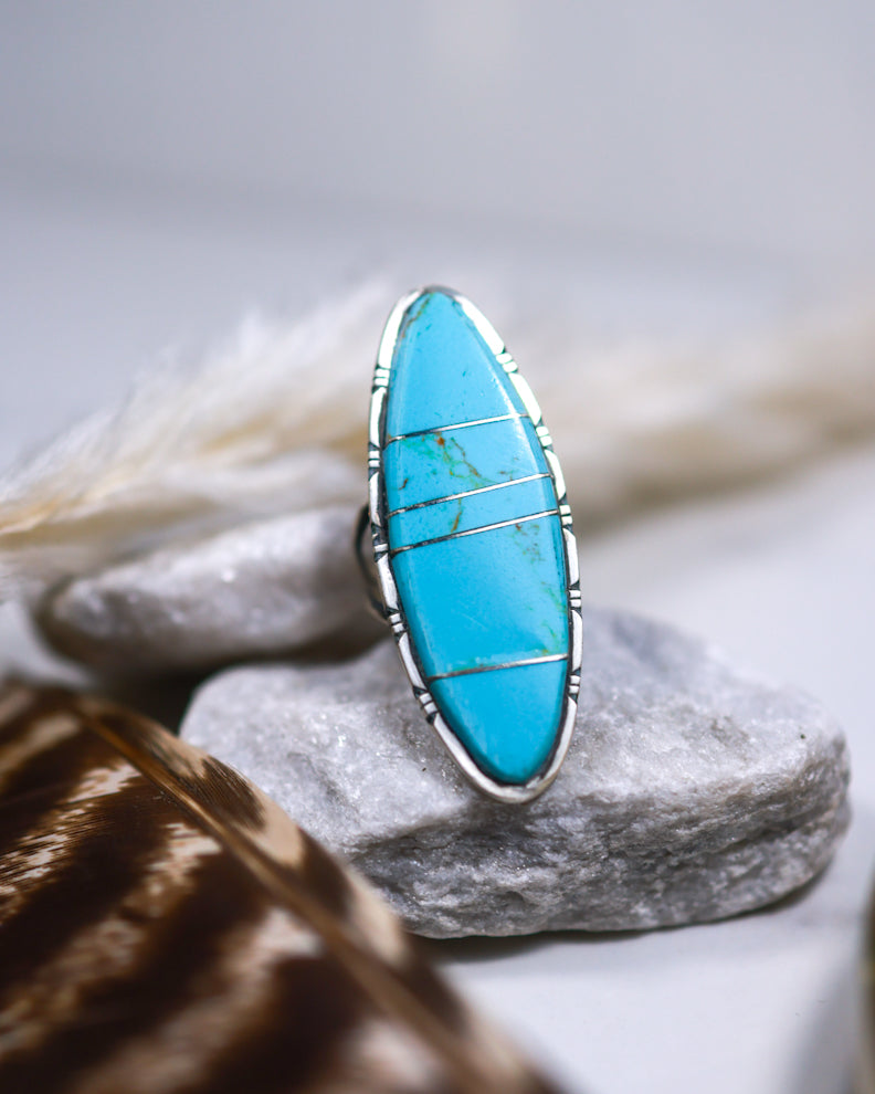 Turquoise Ring | Size 9.5 - Smokin' Blues Turquoise