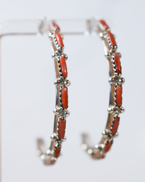Coral Hoop Earrings - Smokin' Blues Turquoise
