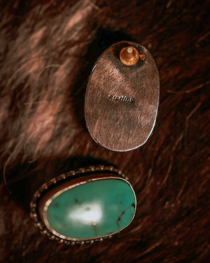 Turquoise Post Earrings - Smokin' Blues Turquoise