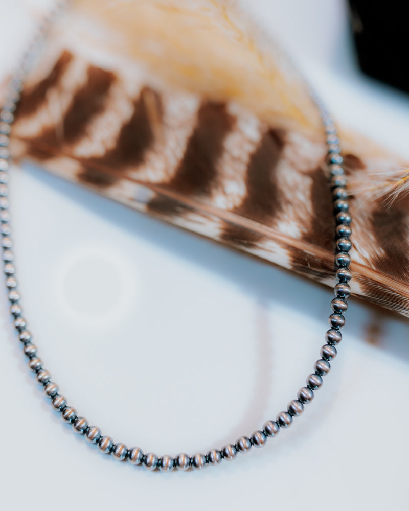 Navajo Pearl Necklace - 4MM 16" - Smokin' Blues Turquoise