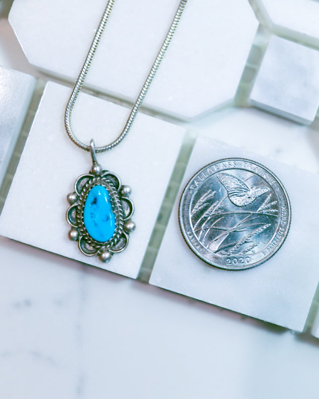 Turquoise Pendant - Smokin' Blues Turquoise