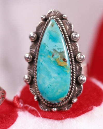 Turquoise Ring Adjustable - Smokin' Blues Turquoise