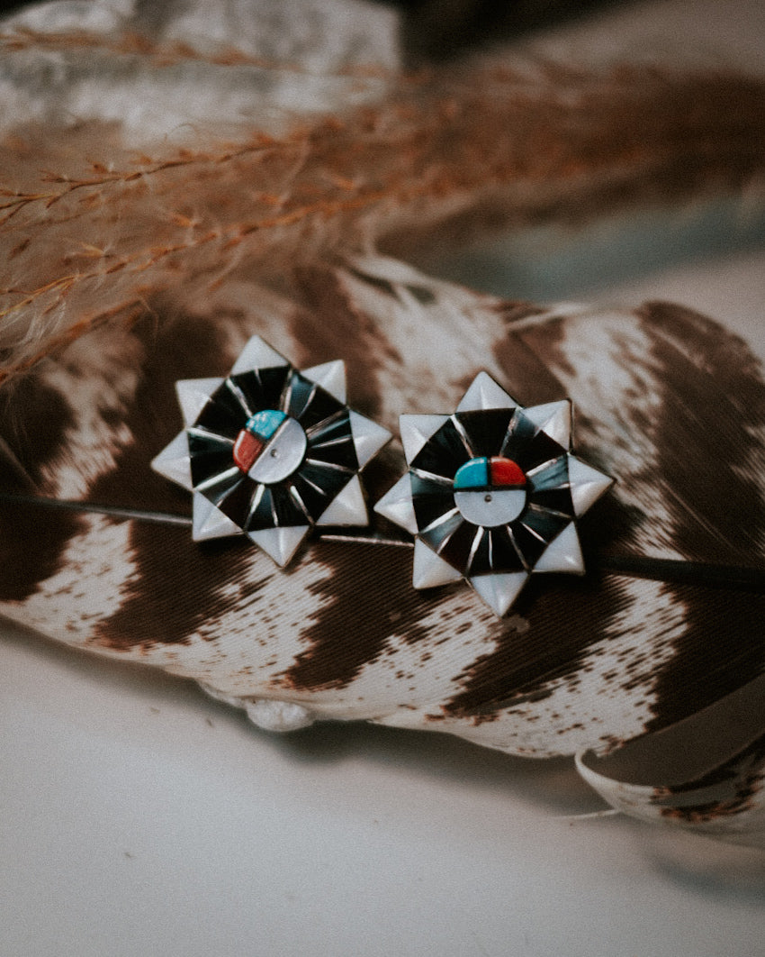 Zuni Earrings - Smokin' Blues Turquoise