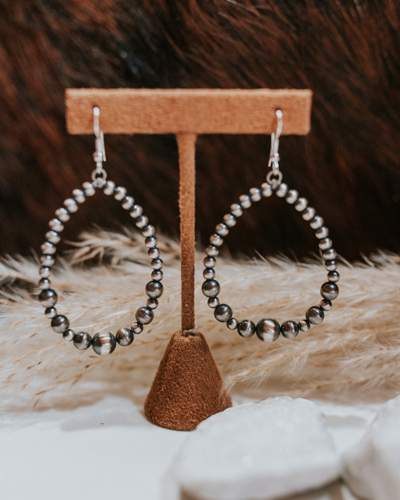 Navajo Pearl Earrings - Smokin' Blues Turquoise