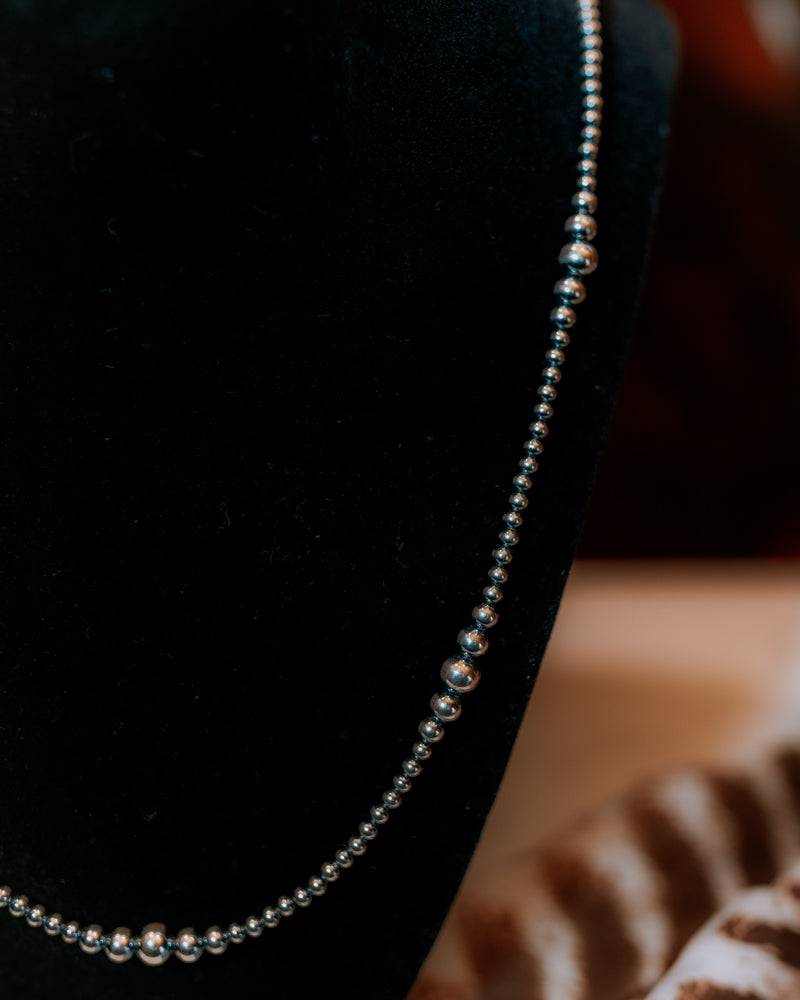 Navajo Pearl Necklace - 24" - Smokin' Blues Turquoise