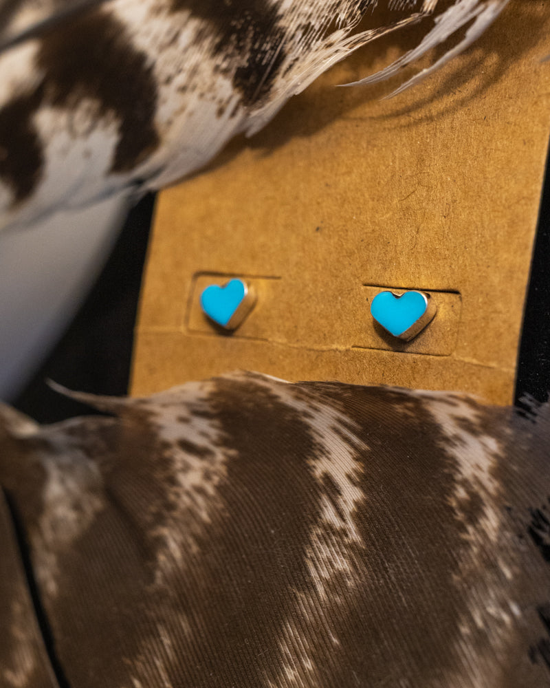 Turquoise Heart Earrings - Smokin' Blues Turquoise