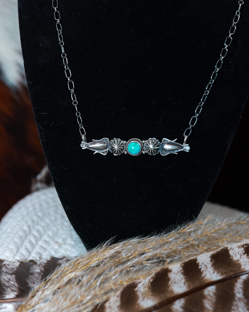 Turquoise Bar Necklace - Smokin' Blues Turquoise