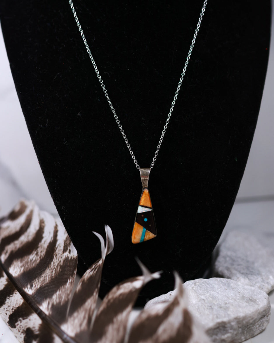 Zuni Inlay Pendant - Smokin' Blues Turquoise