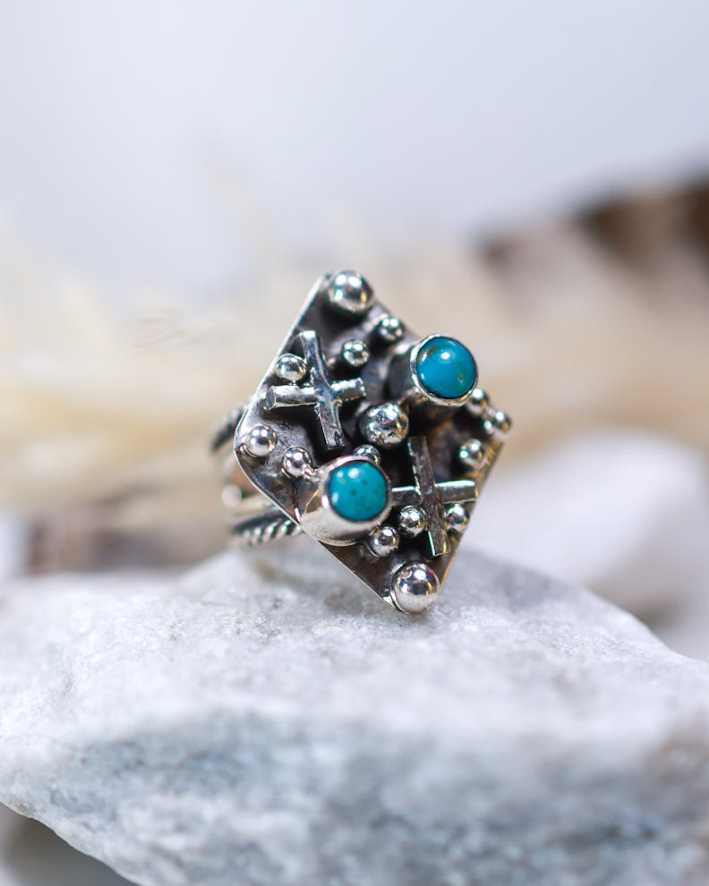 Turquoise Ring | Adjustable - Smokin' Blues Turquoise