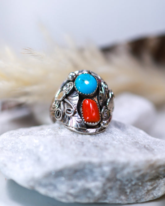 Turquoise Ring | Size 12.5 - Smokin' Blues Turquoise