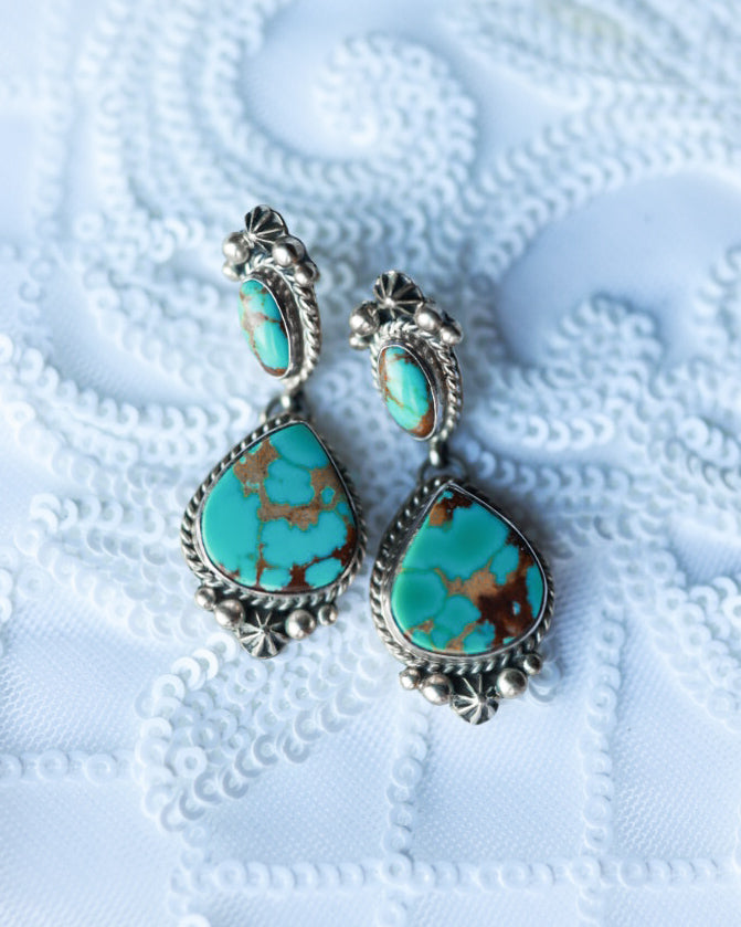 Turquoise earrings - Smokin' Blues Turquoise