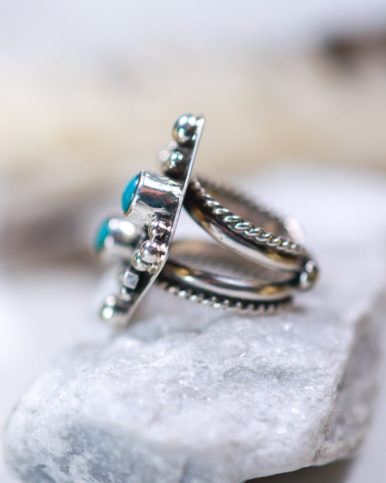 Turquoise Ring | Adjustable - Smokin' Blues Turquoise
