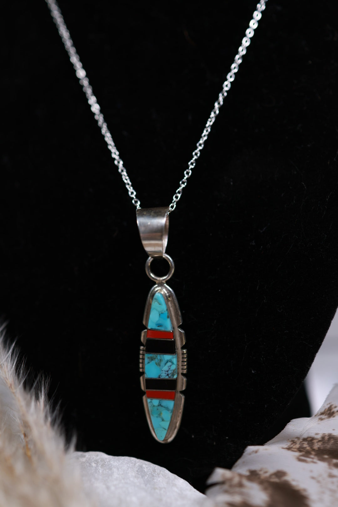 Turquoise Inlay Pendant - Smokin' Blues Turquoise