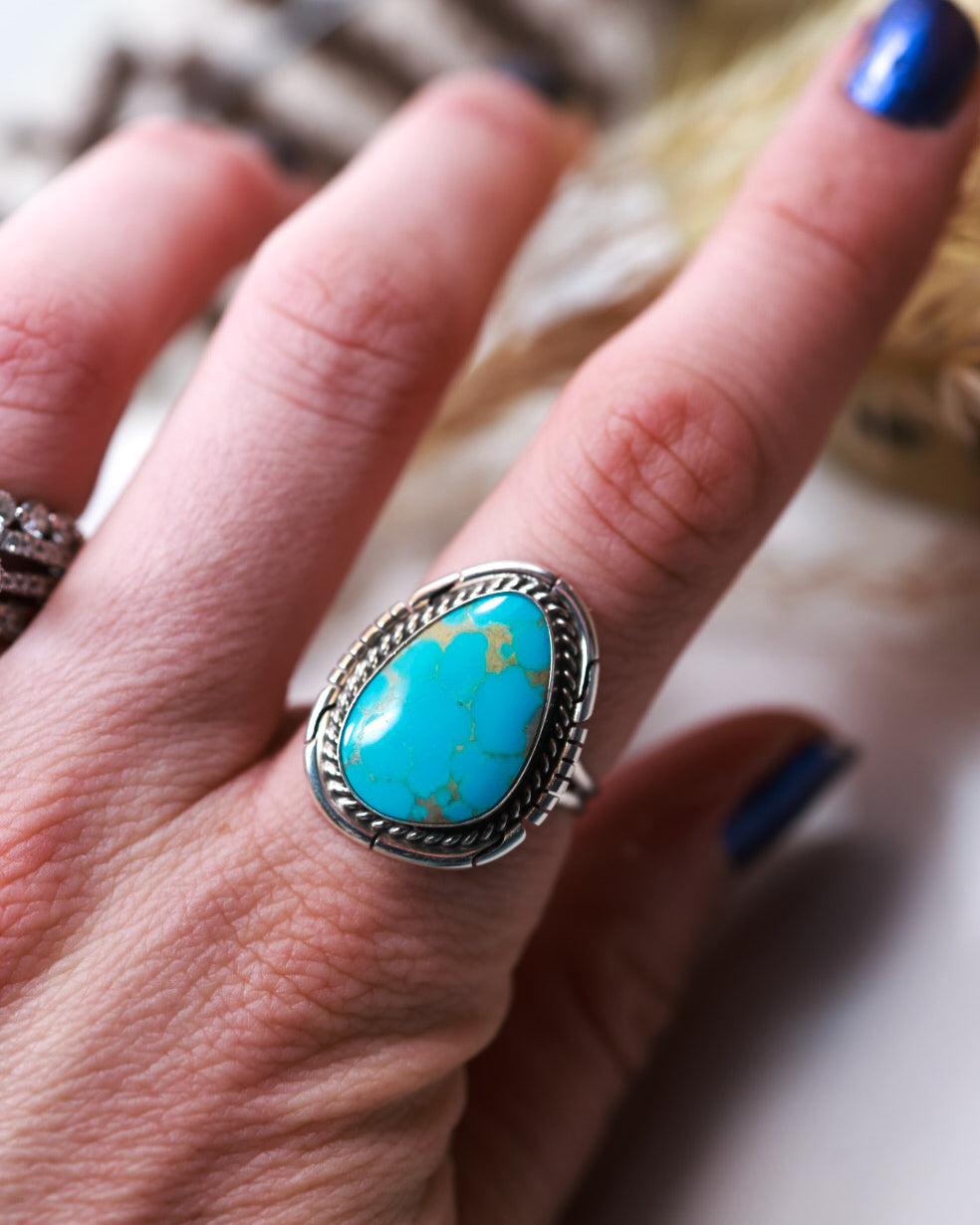 Turquoise Ring | Size 8.5 - Smokin' Blues Turquoise