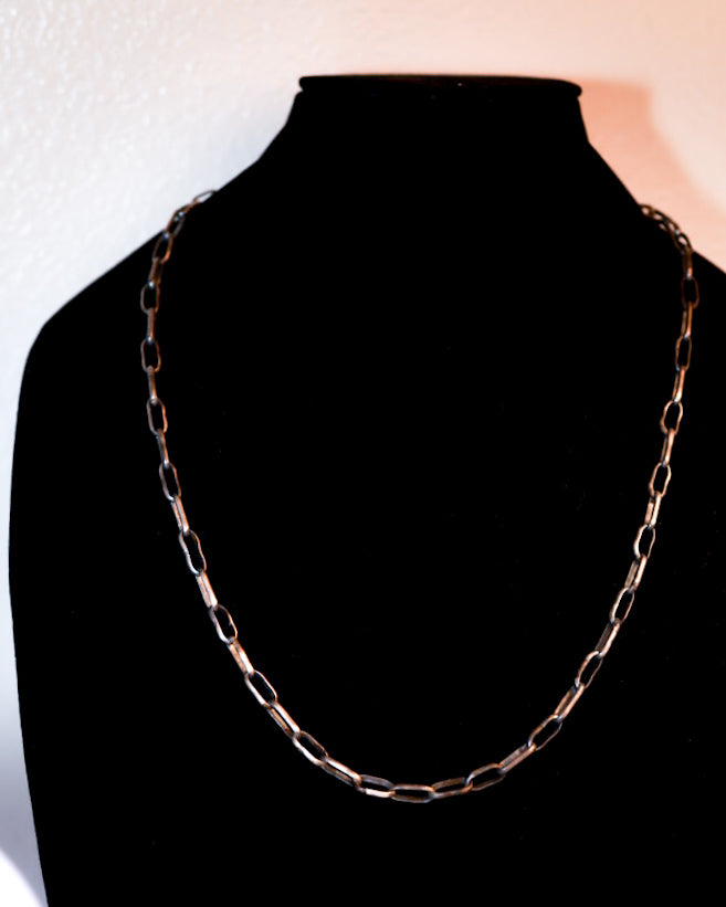 Sterling Paper Clip Necklace - 28” - Smokin' Blues Turquoise