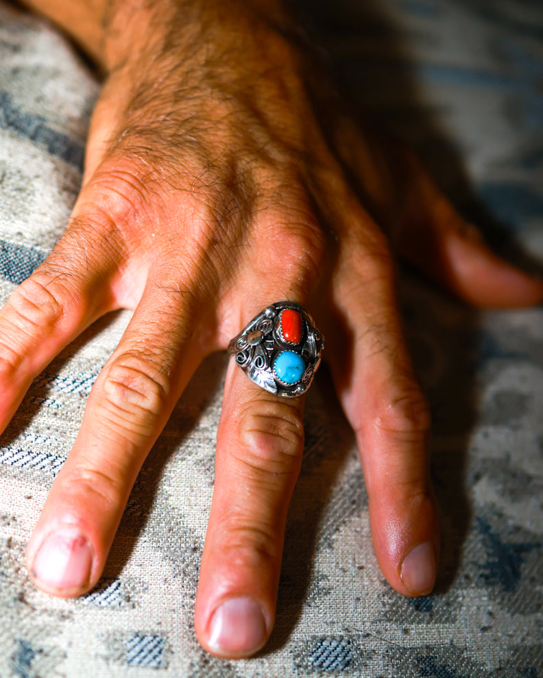 Turquoise Ring | Size 12.5 - Smokin' Blues Turquoise