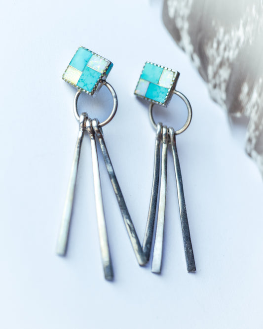 Turquoise Post Earrings - Smokin' Blues Turquoise