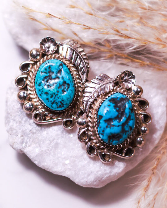 Turquoise Earrings - Smokin' Blues Turquoise