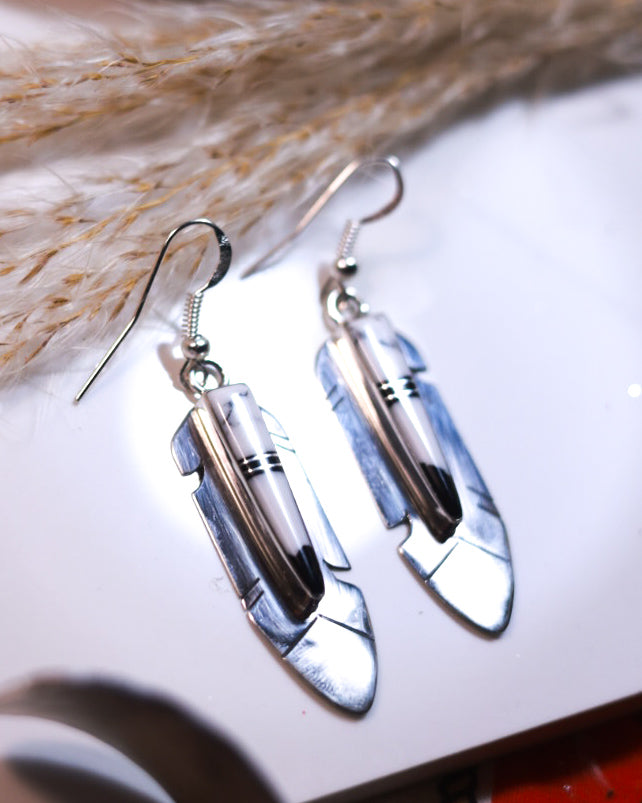 White Buffalo Earrings - Smokin' Blues Turquoise