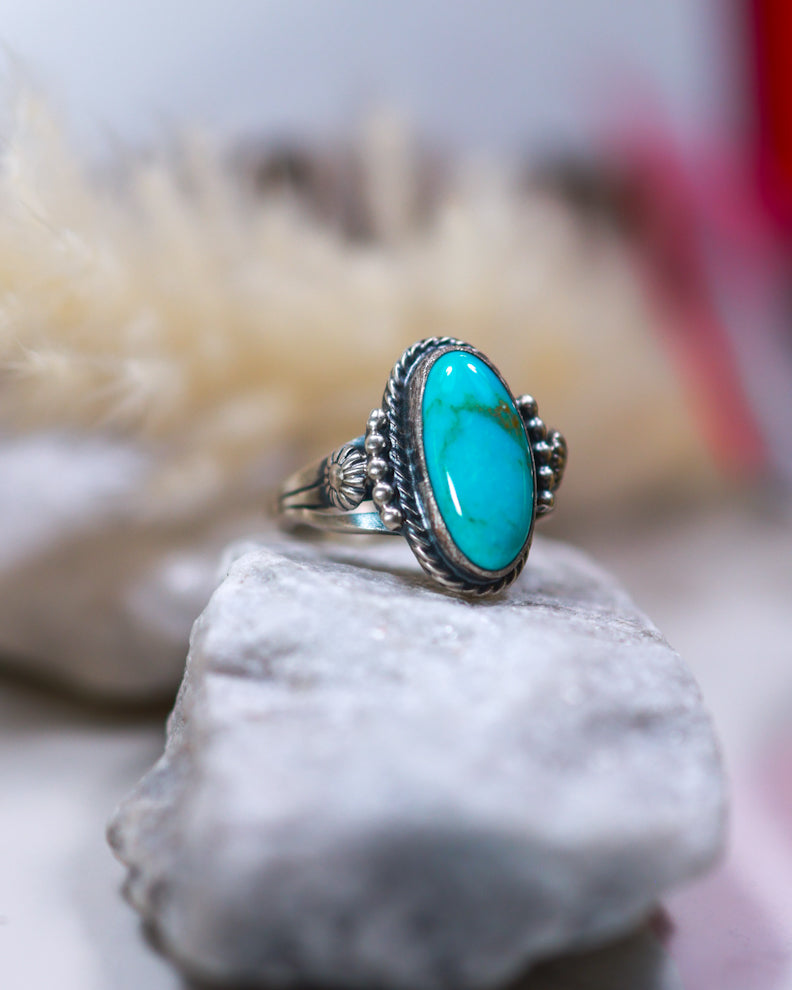 Turquoise Ring | Size 8.5 - Smokin' Blues Turquoise