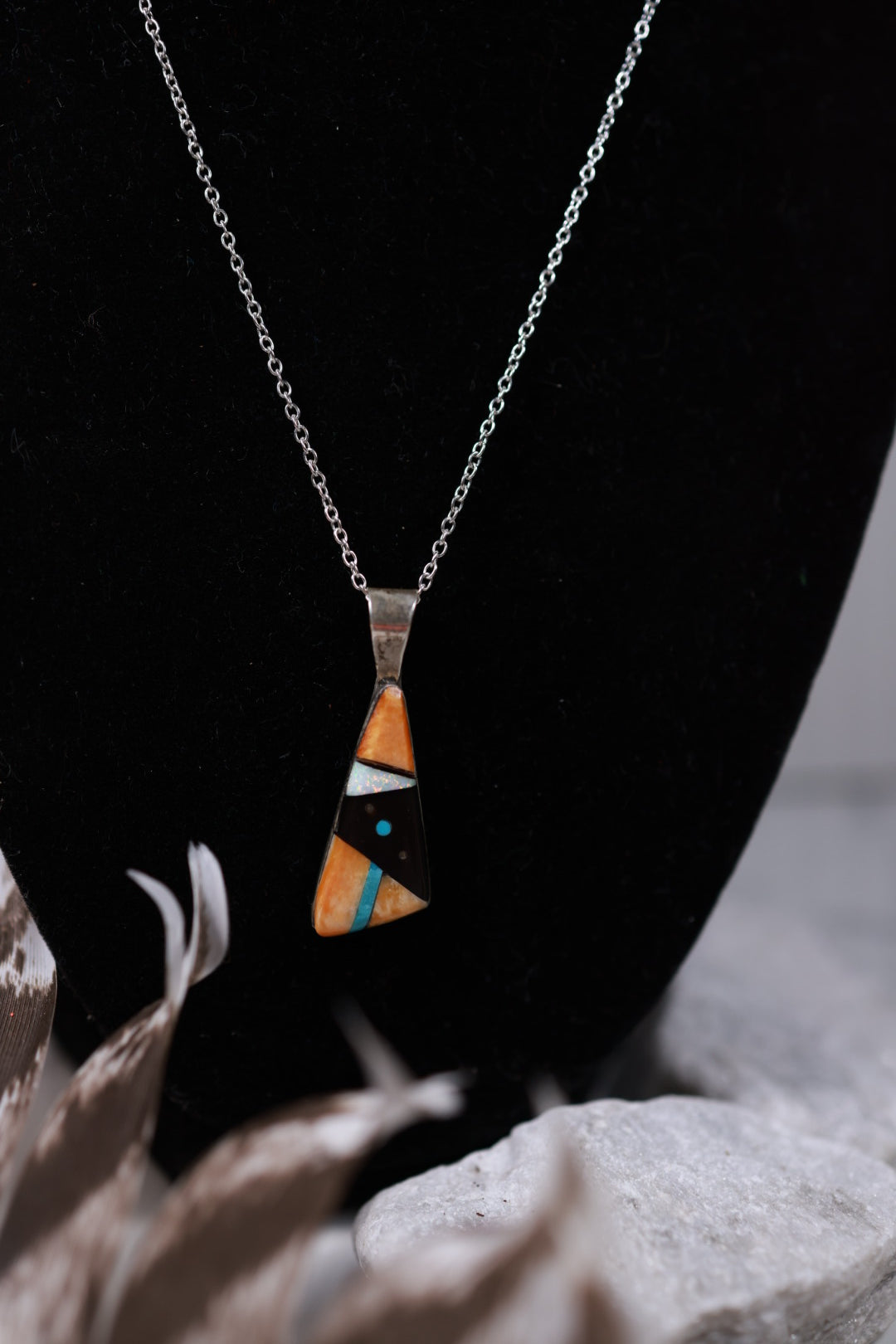 Zuni Inlay Pendant - Smokin' Blues Turquoise