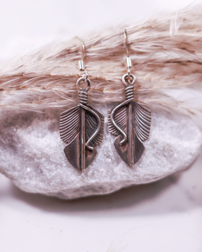 Sterling Feather Earrings - Smokin' Blues Turquoise