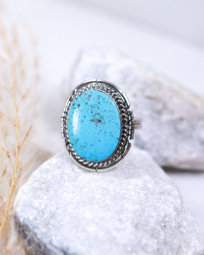Turquoise Ring | Size 8.5 - Smokin' Blues Turquoise