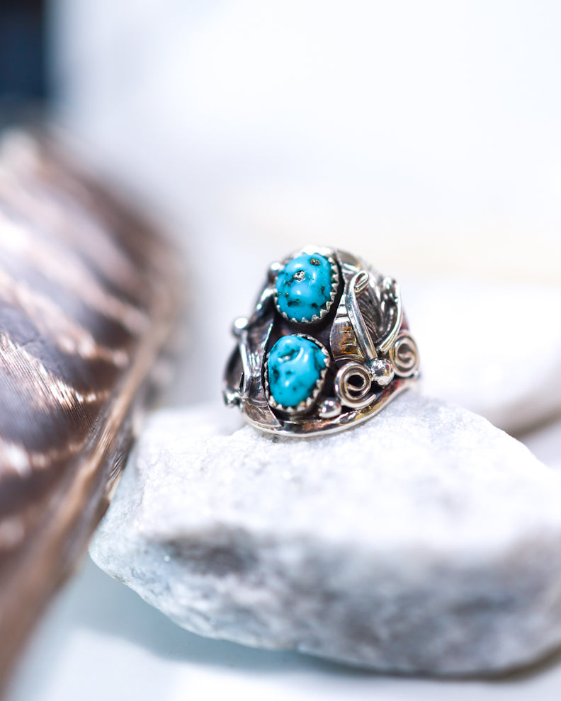 Turquoise Ring | Size 12 - Smokin' Blues Turquoise