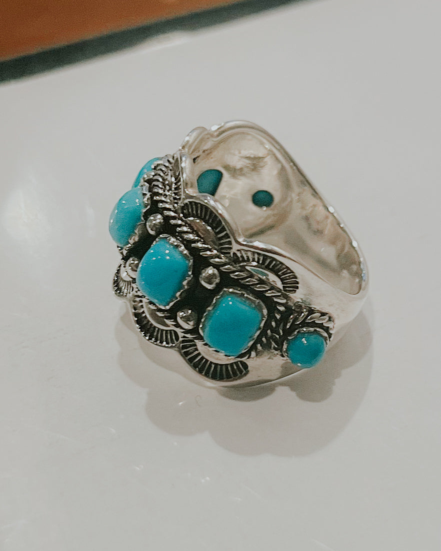 Turquoise Ring Size 7 - Smokin' Blues Turquoise