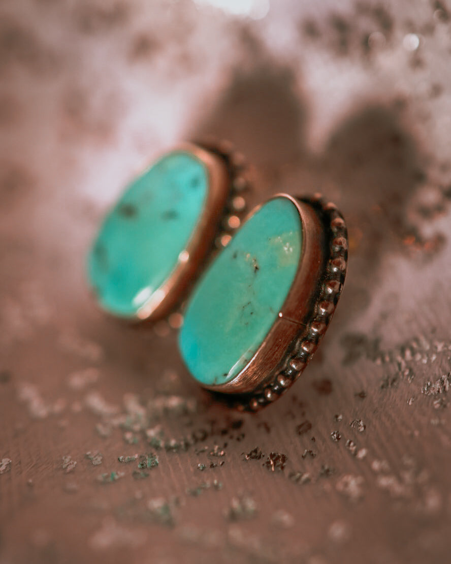 Turquoise Post Earrings - Smokin' Blues Turquoise