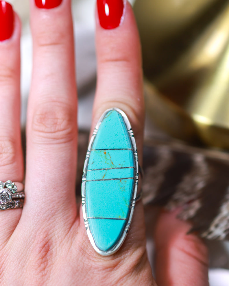 Turquoise Ring | Size 9.5 - Smokin' Blues Turquoise