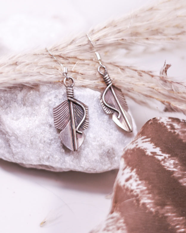 Sterling Feather Earrings - Smokin' Blues Turquoise