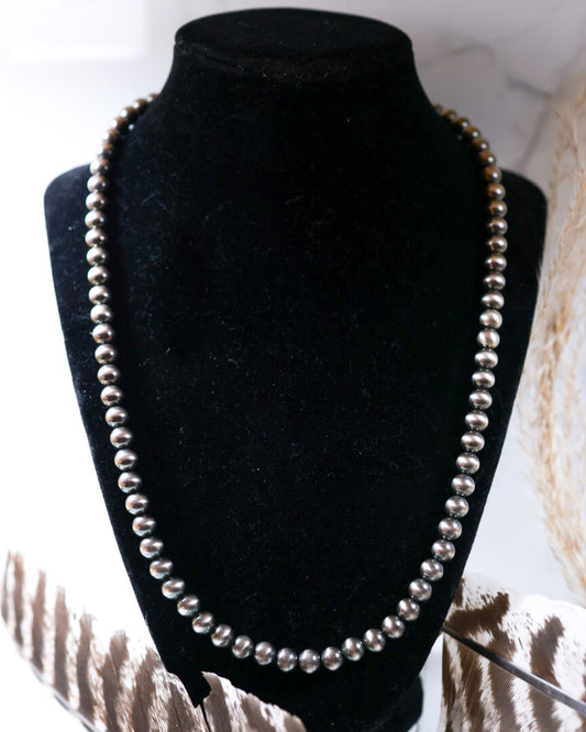 Navajo Pearl Necklace - 7MM 22” - Smokin' Blues Turquoise