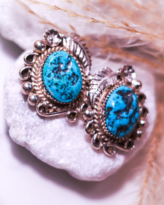 Turquoise Earrings - Smokin' Blues Turquoise