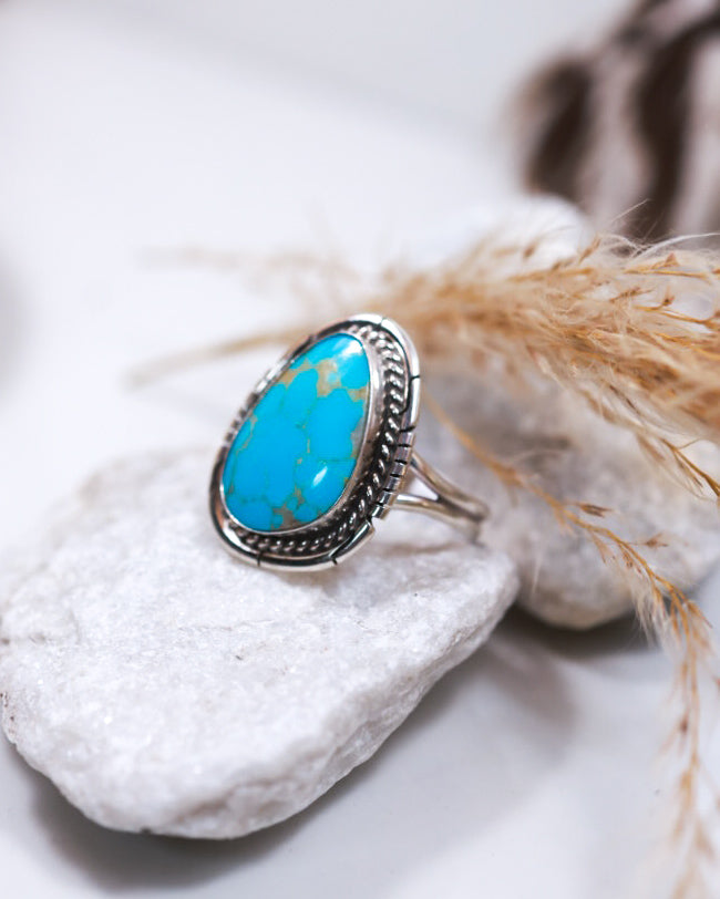 Turquoise Ring | Size 8.5 - Smokin' Blues Turquoise