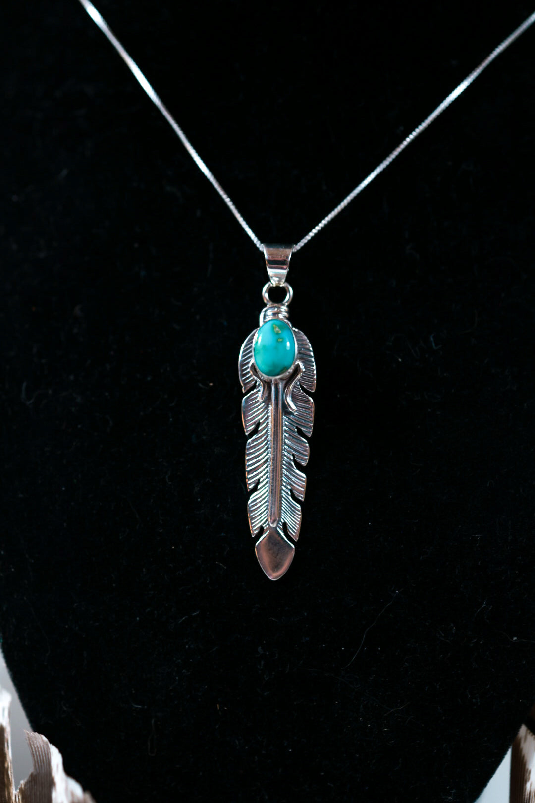 Turquoise Feather Necklace - Smokin' Blues Turquoise