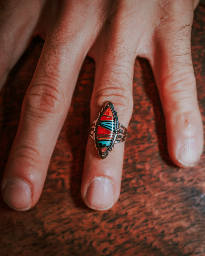 Inlay ring - Smokin' Blues Turquoise