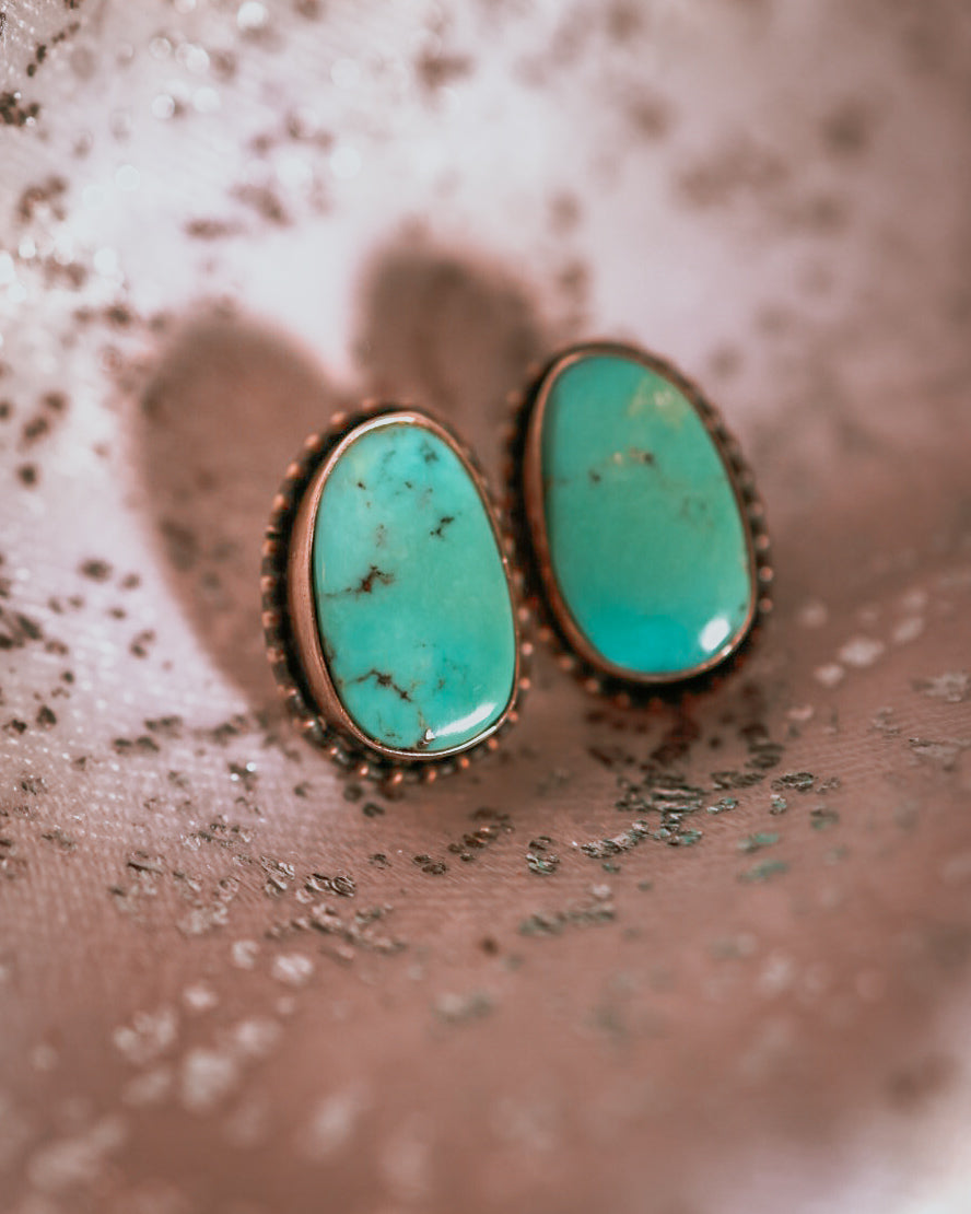 Turquoise Post Earrings - Smokin' Blues Turquoise