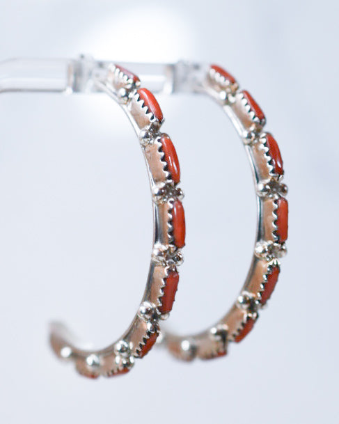 Coral Hoop Earrings - Smokin' Blues Turquoise
