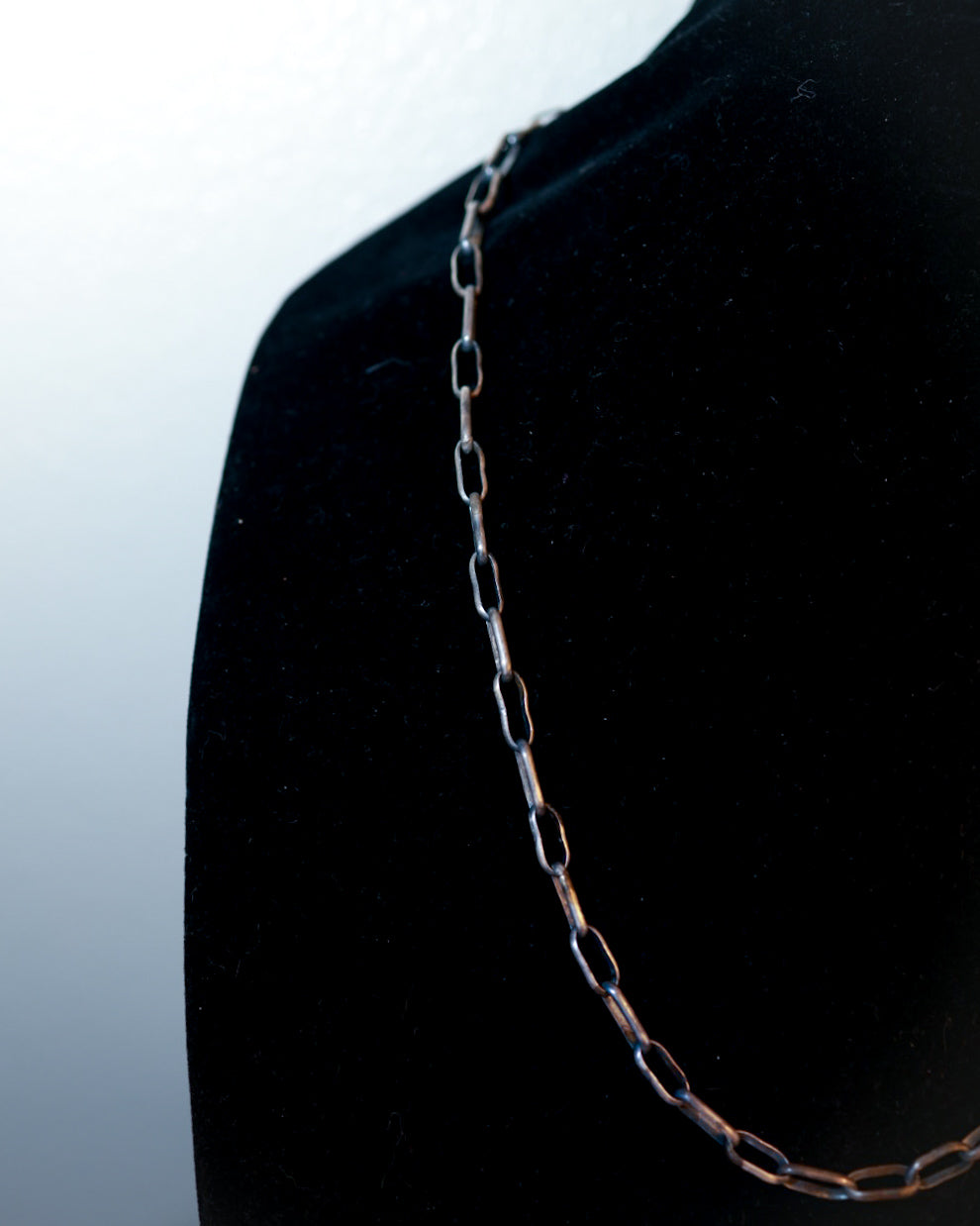 Sterling Paper Clip Necklace - 28” - Smokin' Blues Turquoise