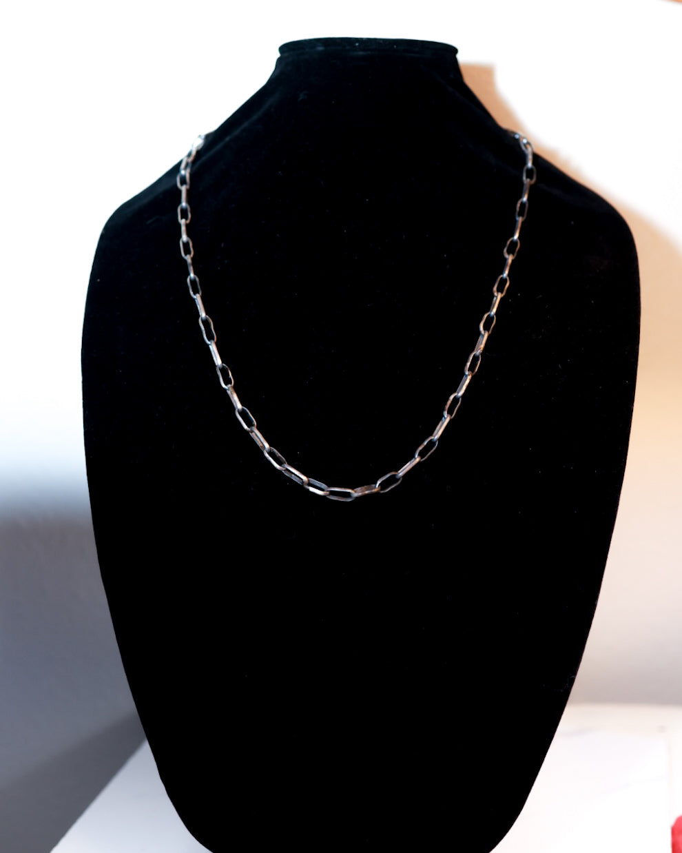 Sterling Paper Clip Necklace - 28” - Smokin' Blues Turquoise