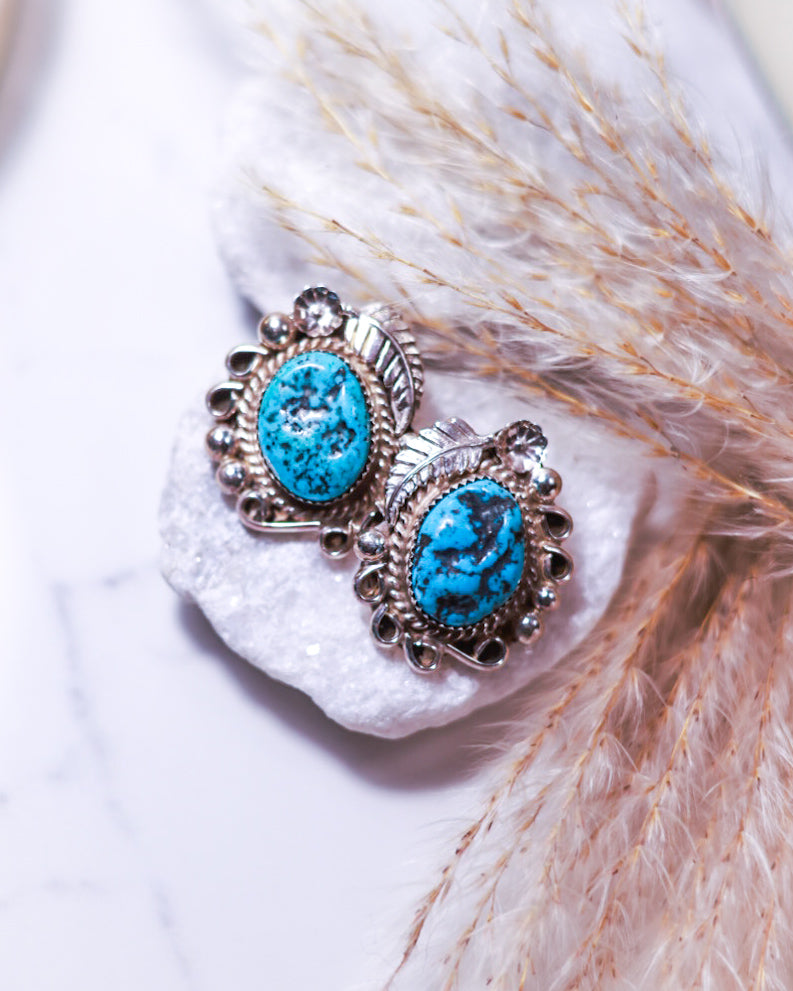 Turquoise Earrings - Smokin' Blues Turquoise