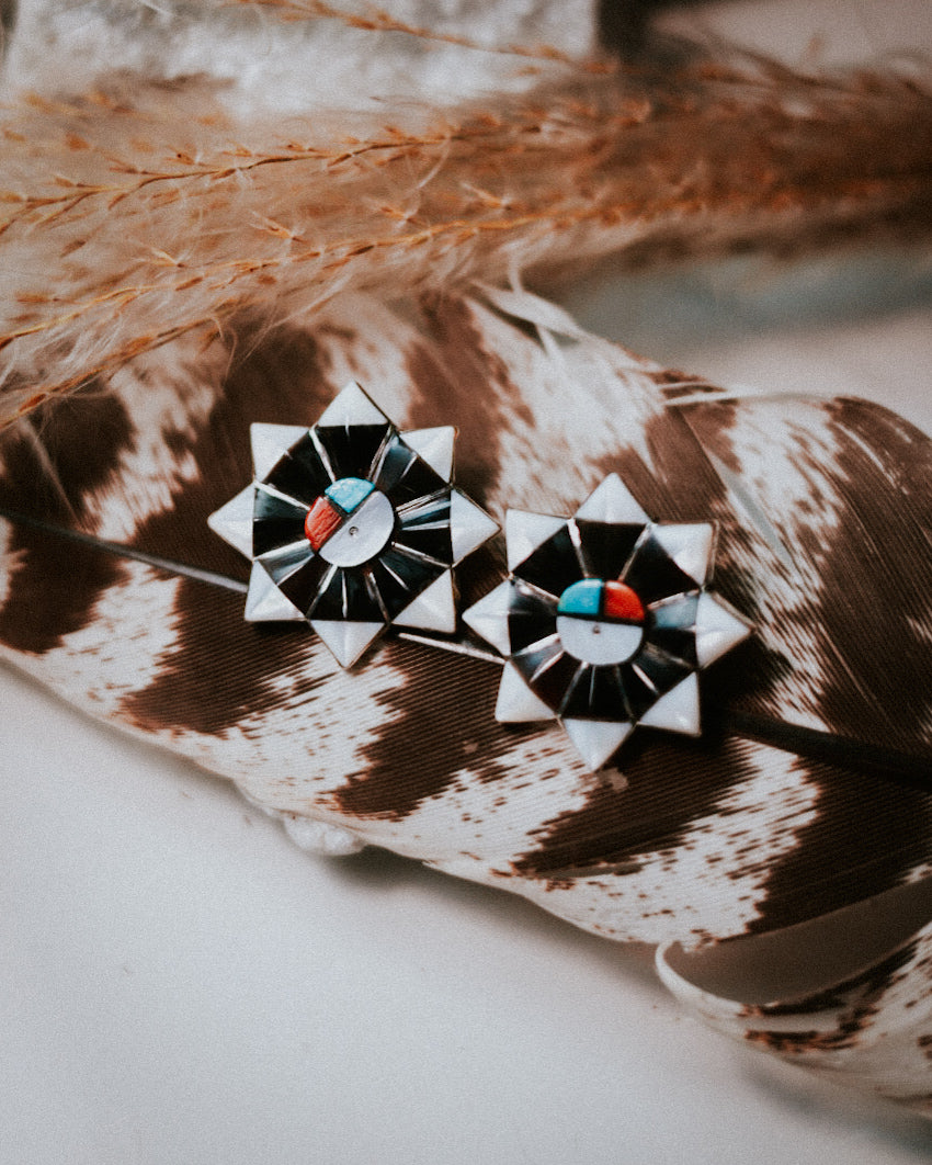 Zuni Earrings - Smokin' Blues Turquoise