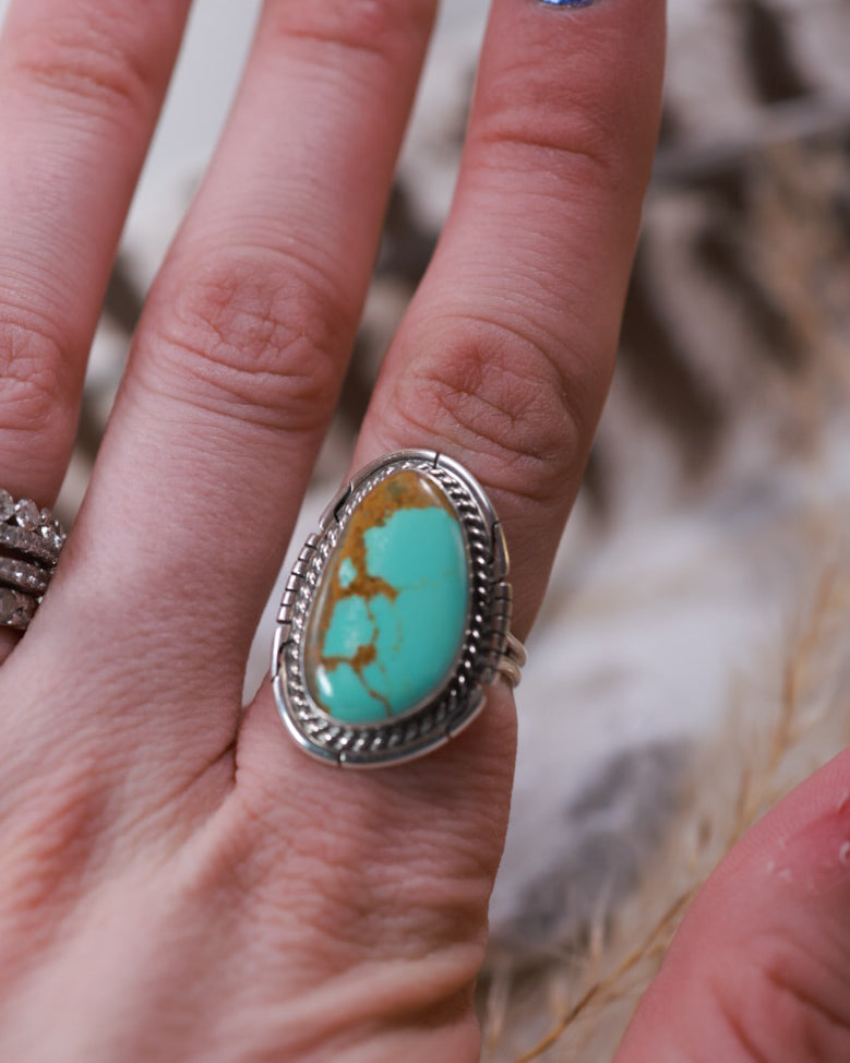 Turquoise Ring | Size 8 - Smokin' Blues Turquoise