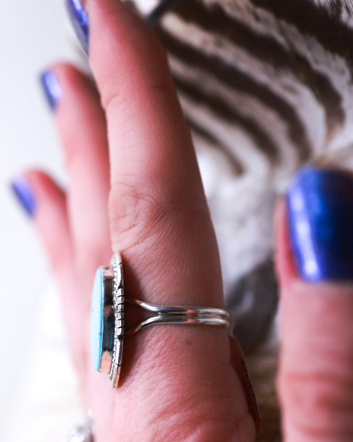 Turquoise Ring | Size 8.5 - Smokin' Blues Turquoise