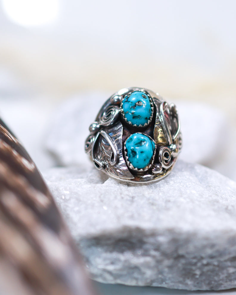 Turquoise Ring | Size 12 - Smokin' Blues Turquoise