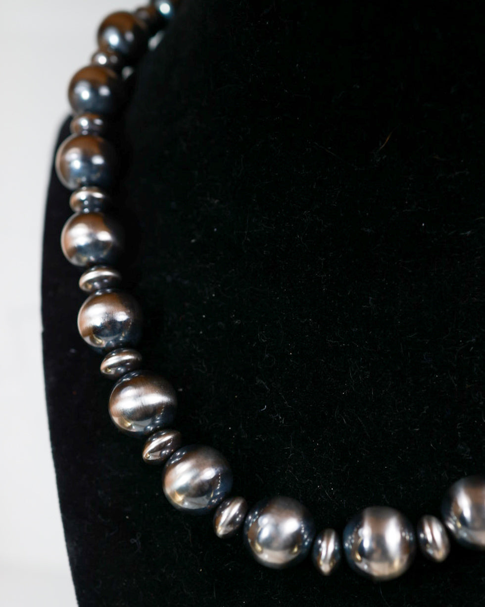 Navajo Pearl Necklace - 14MM 18” - Smokin' Blues Turquoise