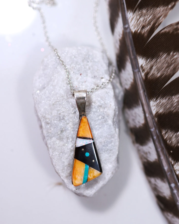 Zuni Inlay Pendant - Smokin' Blues Turquoise